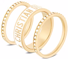 (Women) DIOR Gold Finish Metal Ring Set with Crystals and White Details for Women. R1256ODELQ-D03S (Women) DIOR Gold Finish Metal Ring Set with Crystals and White Details for Women. R1256ODELQ-D03S