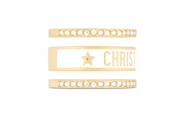 Purchase (W) 디올 여성용 골드 메탈 링 세트 - 크리스탈 & 화이트 디테일. R1256ODELQ-D03S