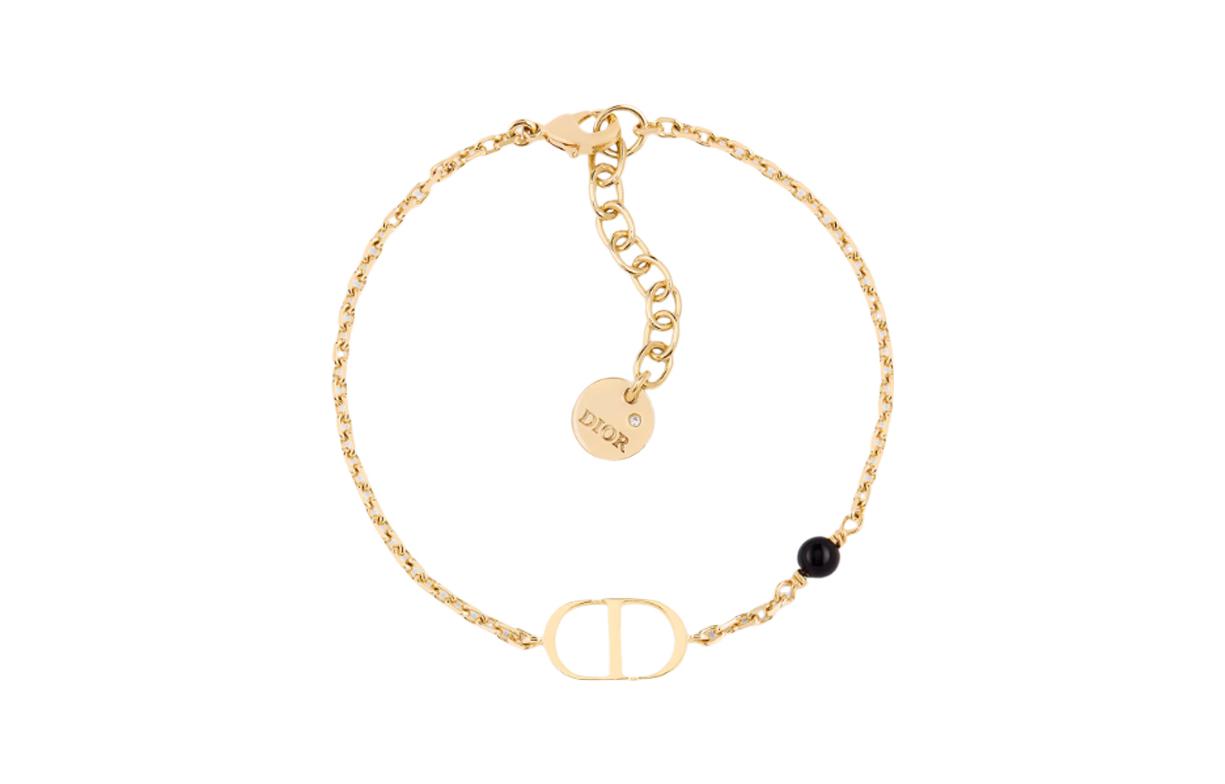 (Women) DIOR Gold Letter Engraved Pendant Metal Bracelet for Women. B1310PTCRS-D307