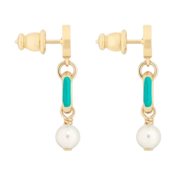 Shop (Women) Dior Gold Logo Metal Resin Pearl Earrings for Women. E3297WOMLQ_D52V