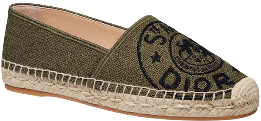 (W) Dior Granville Espadrille 'Khaki Bordir' KDB612JUR_S11H Order (W) Dior Granville Espadrille 'Khaki Bordir' KDB612JUR_S11H
