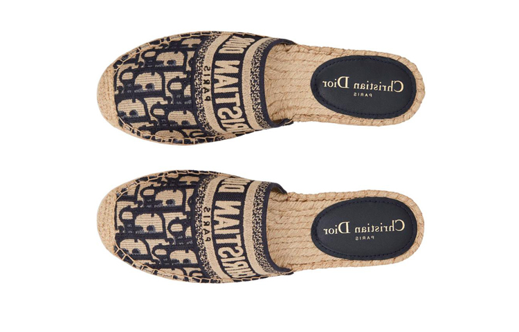 Shop DIOR迪奧 Granville 套腳刺繡印花 時尚涼拖 女款 深藍色