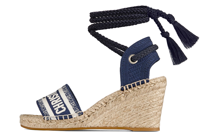 Buy (W) Dior Granville Espadrille Compensée ''Broderie Bleu Indigo'' KDQ356ERC_S74B