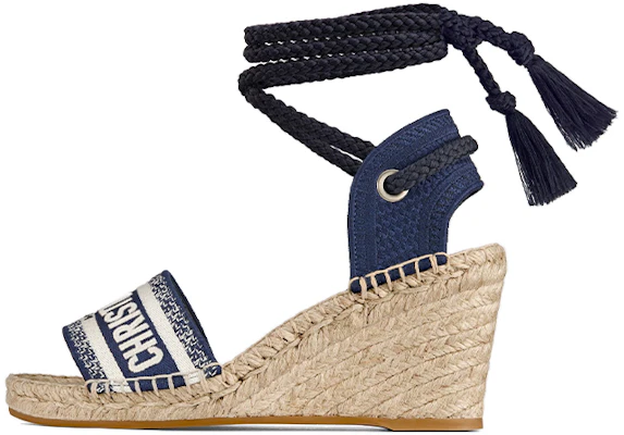 (W) Dior Granville Espadrille Compensée ''Broderie Bleu Indigo'' KDQ356ERC_S74B Buy (W) Dior Granville Espadrille Compensée ''Broderie Bleu Indigo'' KDQ356ERC_S74B
