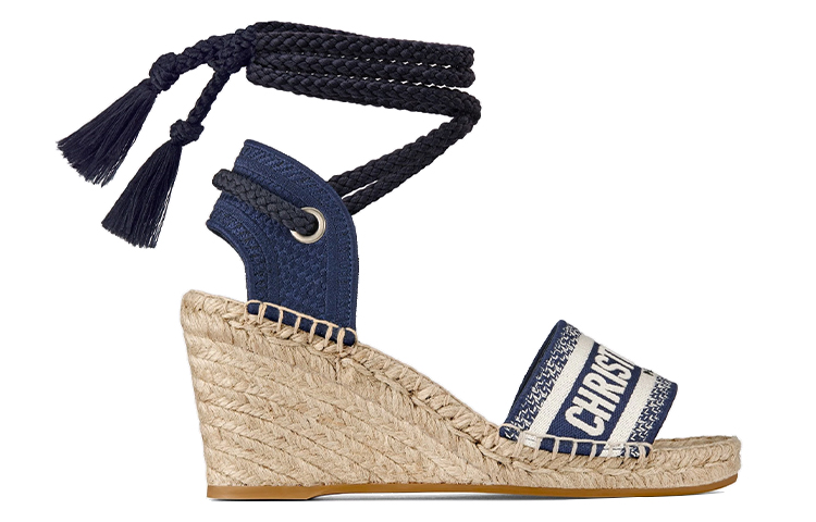 Order (W) Dior Granville Espadrille Compensée ''Broderie Bleu Indigo'' KDQ356ERC_S74B