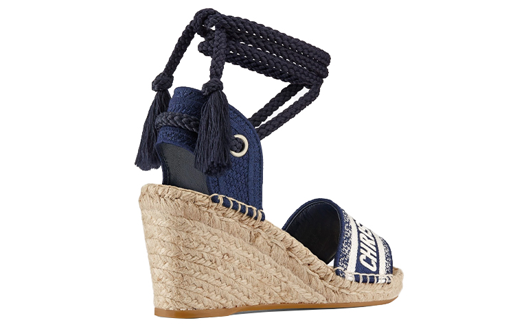 Shop (W) Dior Granville Espadrille Compensée ''Broderie Bleu Indigo'' KDQ356ERC_S74B