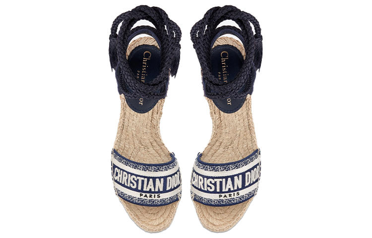 Purchase (W) Dior Granville Espadrille Compensée ''Broderie Bleu Indigo'' KDQ356ERC_S74B