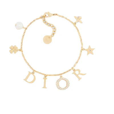 (Women) DIOR Hanging Design Gold Metal Bracelet for Women - Gold. B2516WOMCY