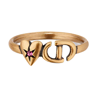 (Women) DIOR Heart-Shaped Metal Ring for Women - Gold R2227WOMCY