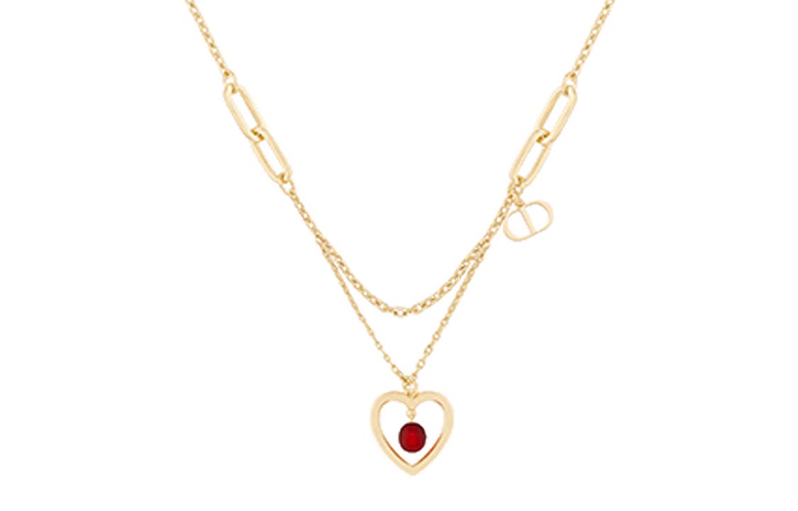 (Women) Dior Heart Necklace Gold Finish with Red Glass Beads for Women. N1627DHEVE-D309 圖 2
