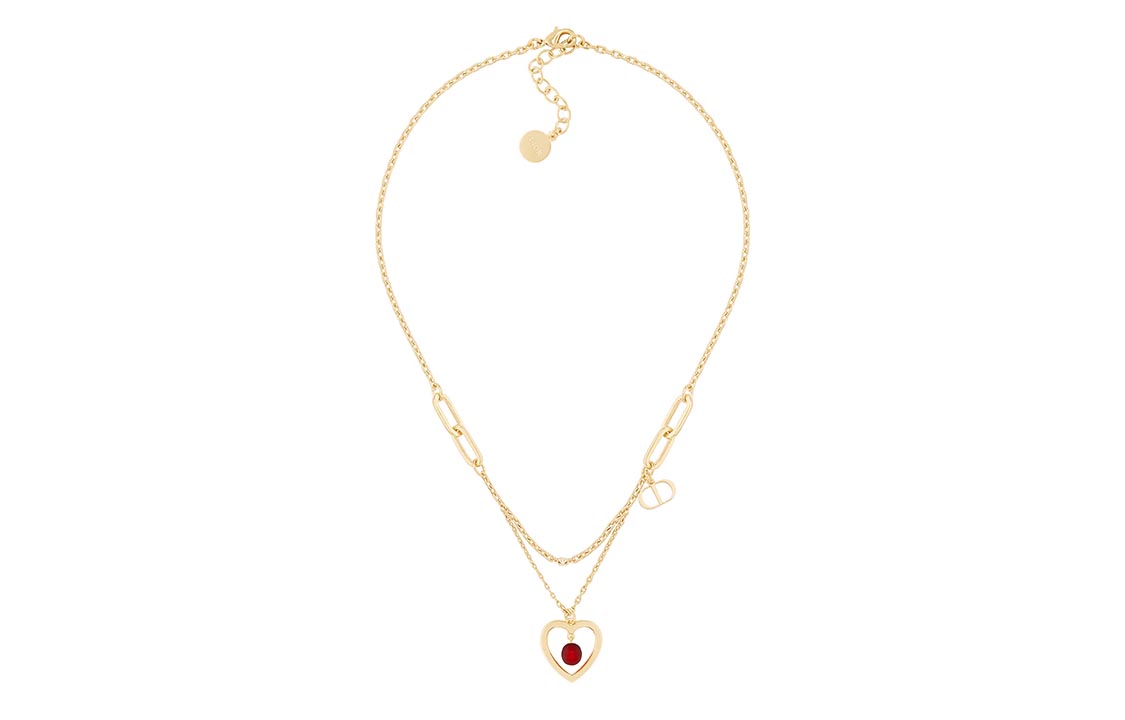 (Women) Dior Heart Necklace Gold Finish with Red Glass Beads for Women. N1627DHEVE-D309 圖 3