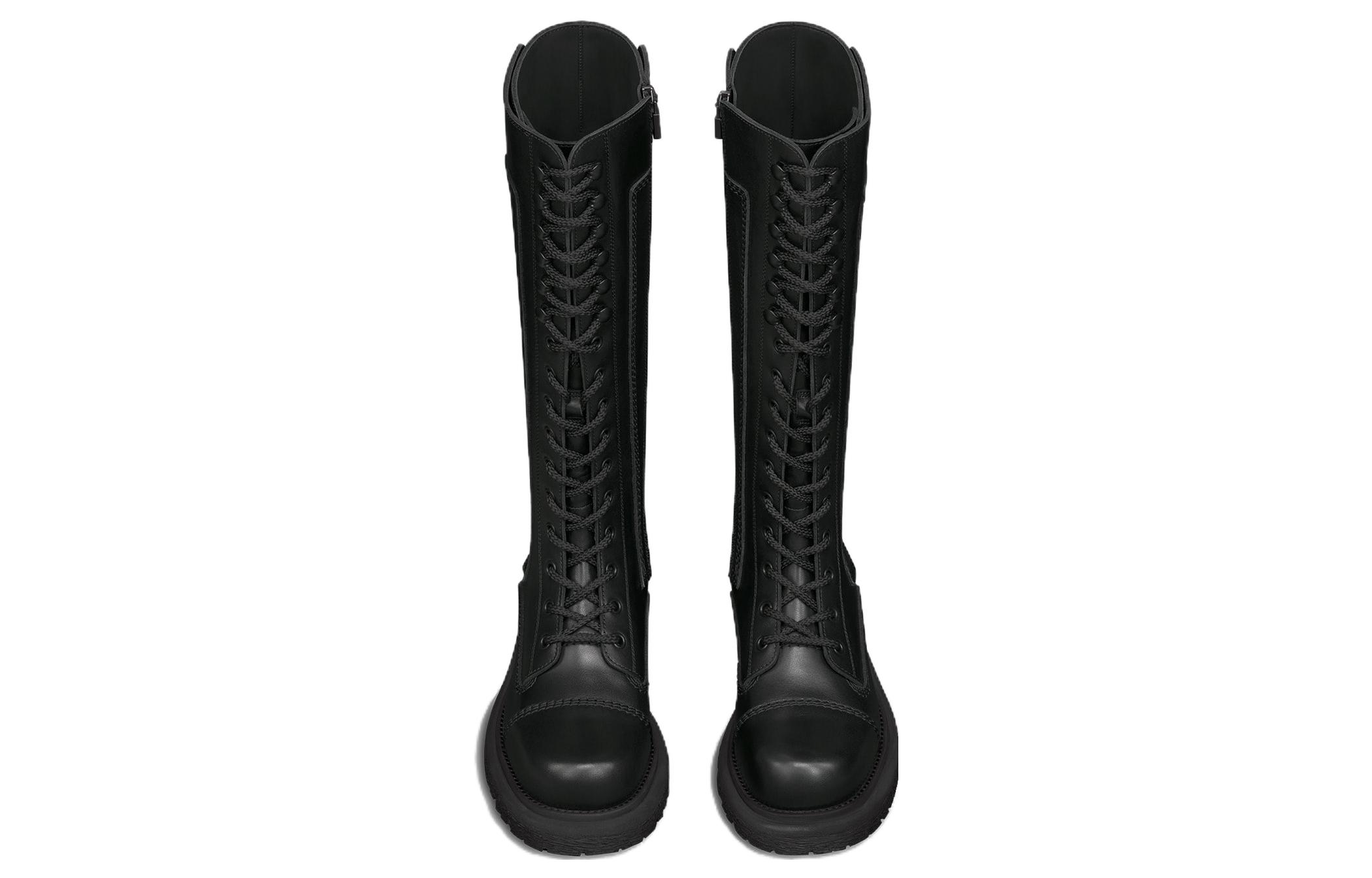 Order (W) Dior High-Top Stiefel ''Schwarzes Leder Mode'' KDI937CFM_S900