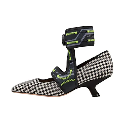 (W) Dior High Heel 'Houndstooth Wool Black'