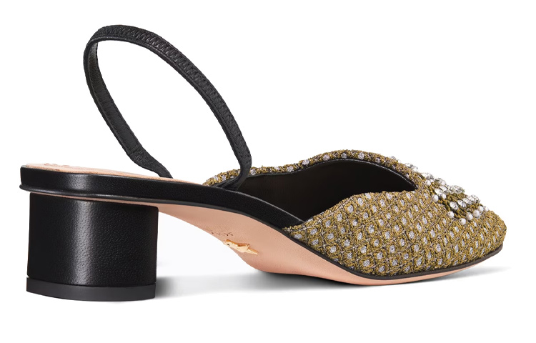 Lookbook DIOR 迪奧 套腳時尚 粗跟 高跟鞋 3.5公分 女款 黃色