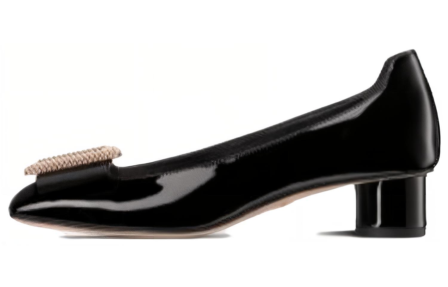 (Women) Dior Idylle Buckle Ballet Mid-Heel 'Black Patent' KDB756PGP_S900