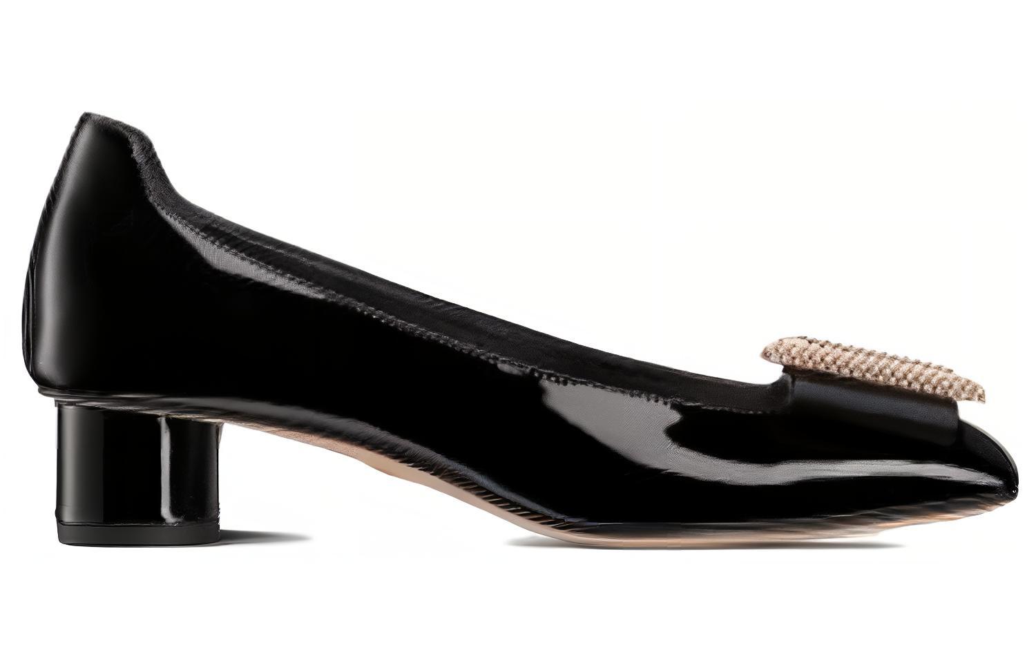 Order (W) Dior Idylle Buckle Ballet Tumit Sederhana 'Patent Hitam' KDB756PGP_S900