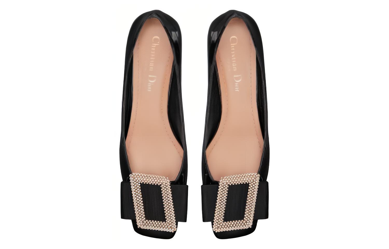Purchase (W) Dior Idylle Buckle Ballet Tumit Sederhana 'Patent Hitam' KDB756PGP_S900