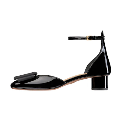 (W) Dior Idylle Patent Leather 'Ballet Fashion Mid-Heel Black'