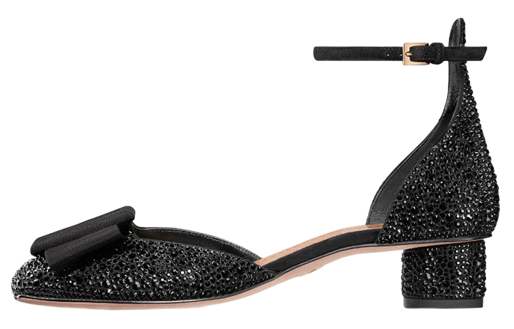 (Women) Dior Idylle Velvet Black 'Asymmetric Crystal Buckle' KDB780CST_S05X