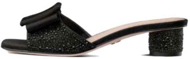 (Women) Dior Idylle Velvet Sandal Black 'Rhinestone Chunky Heel' KCQ795CST_S05X (Women) Dior Idylle Velvet Sandal Black 'Rhinestone Chunky Heel' KCQ795CST_S05X