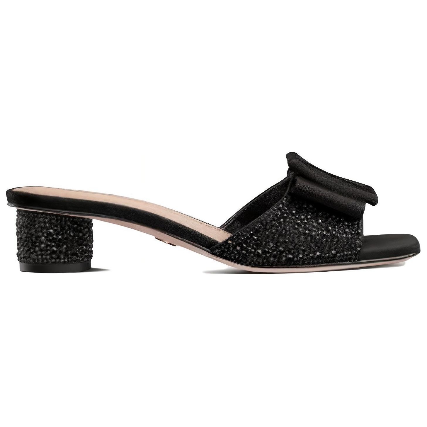 Order (W) Dior Idylle Velvet Sandale Schwarz ''Strass Chunky Heel'' KCQ795CST_S05X