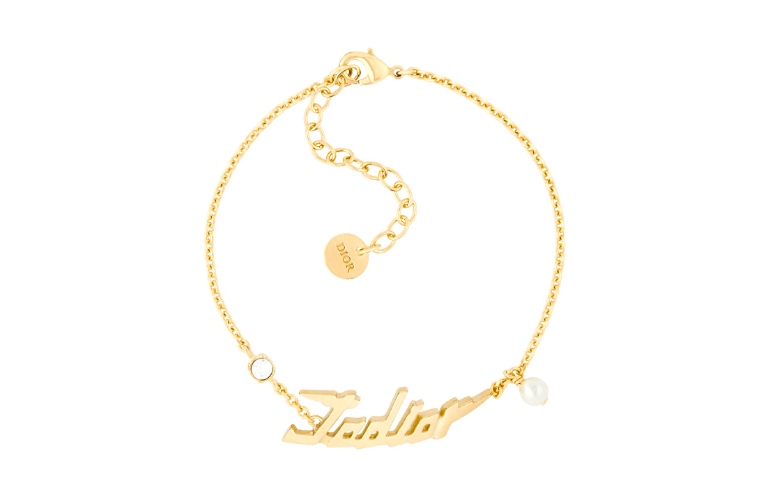 (Women) Dior J'ADior Bracelet Gold Finish Metal with White Resin Beads & Crystals Women. B1350ADRRS-D301