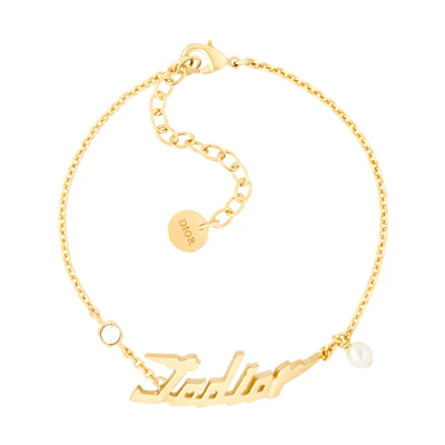 (Women) Dior J'ADior Bracelet Gold Finish Metal with White Resin Beads & Crystals Women. B1350ADRRS-D301