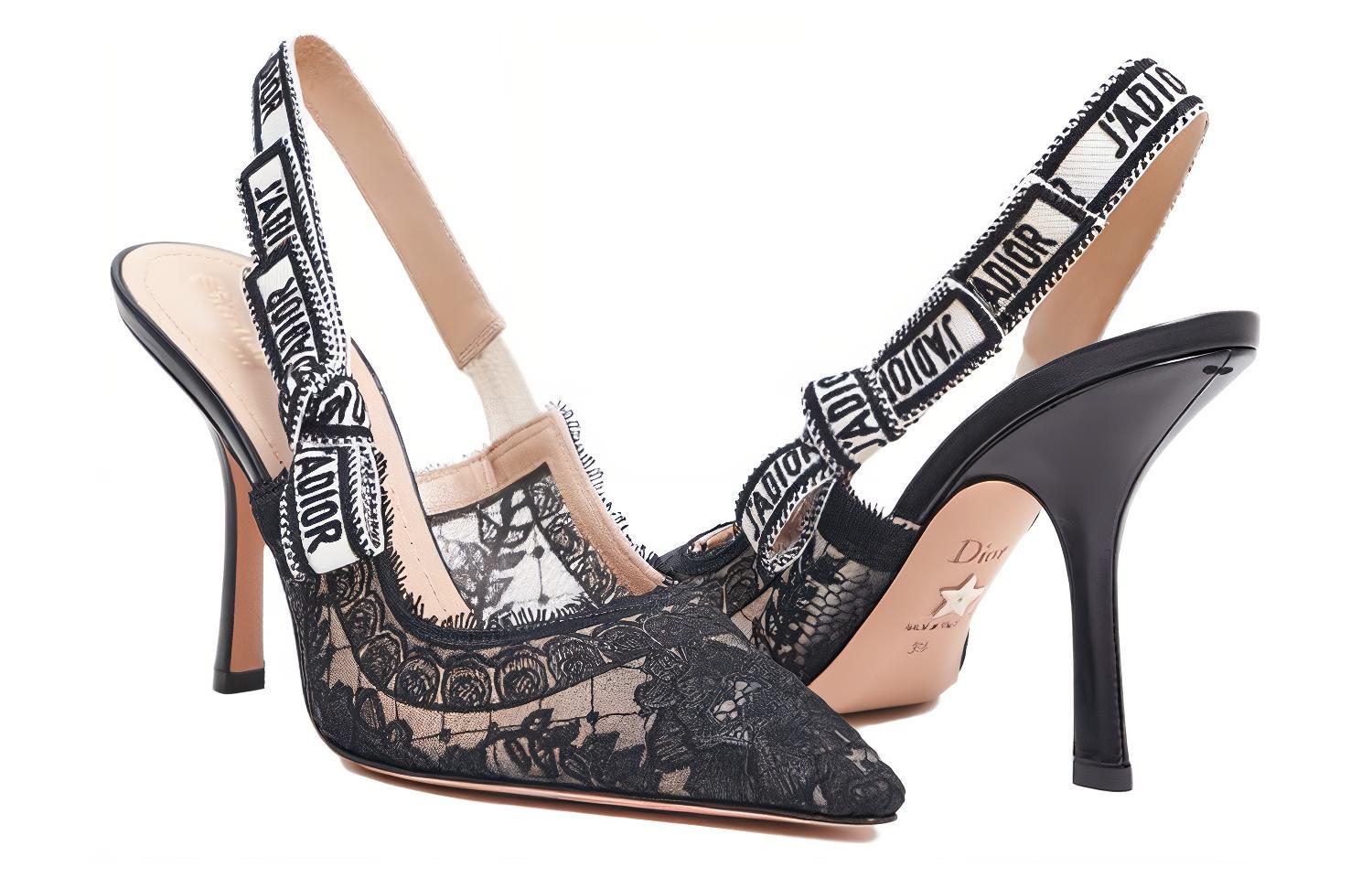 Details for (W) Dior J''Adior Slingback Ricamato in Tela Rosa Tacco 6.5cm KDP761TJE_S62P KCV029FLL_S900