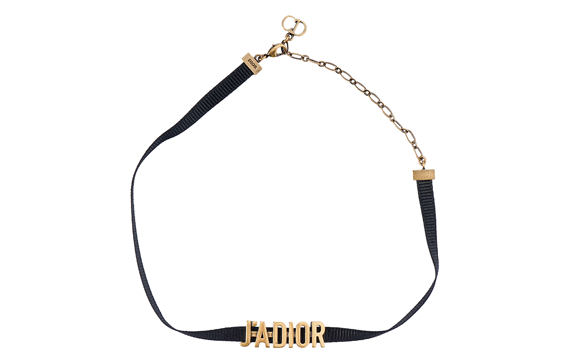 (Women) DIOR J'Adior Choker Necklace with Metal Logo and Satin Ribbon for Women N0681ADRMT-D907