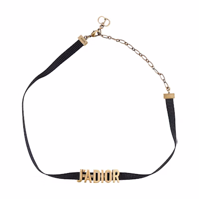 (Women) DIOR J'Adior Choker Necklace with Metal Logo and Satin Ribbon for Women N0681ADRMT-D907
