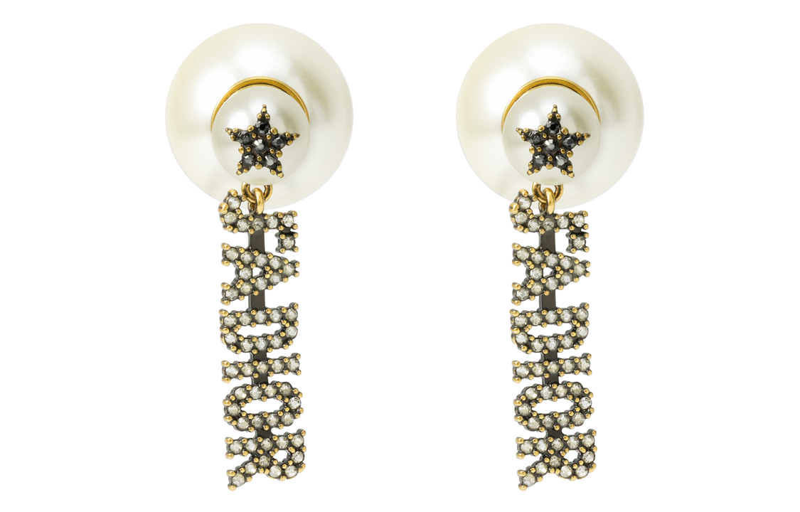(Women) Dior J'adior Dior Tribales Vintage Gold Earrings White E1229TRICY-D908
