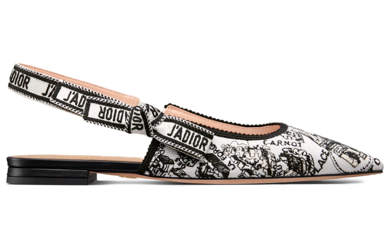(W) Dior J'Adior Embroidered Canvas Flats 'Black 'White' 圖 3