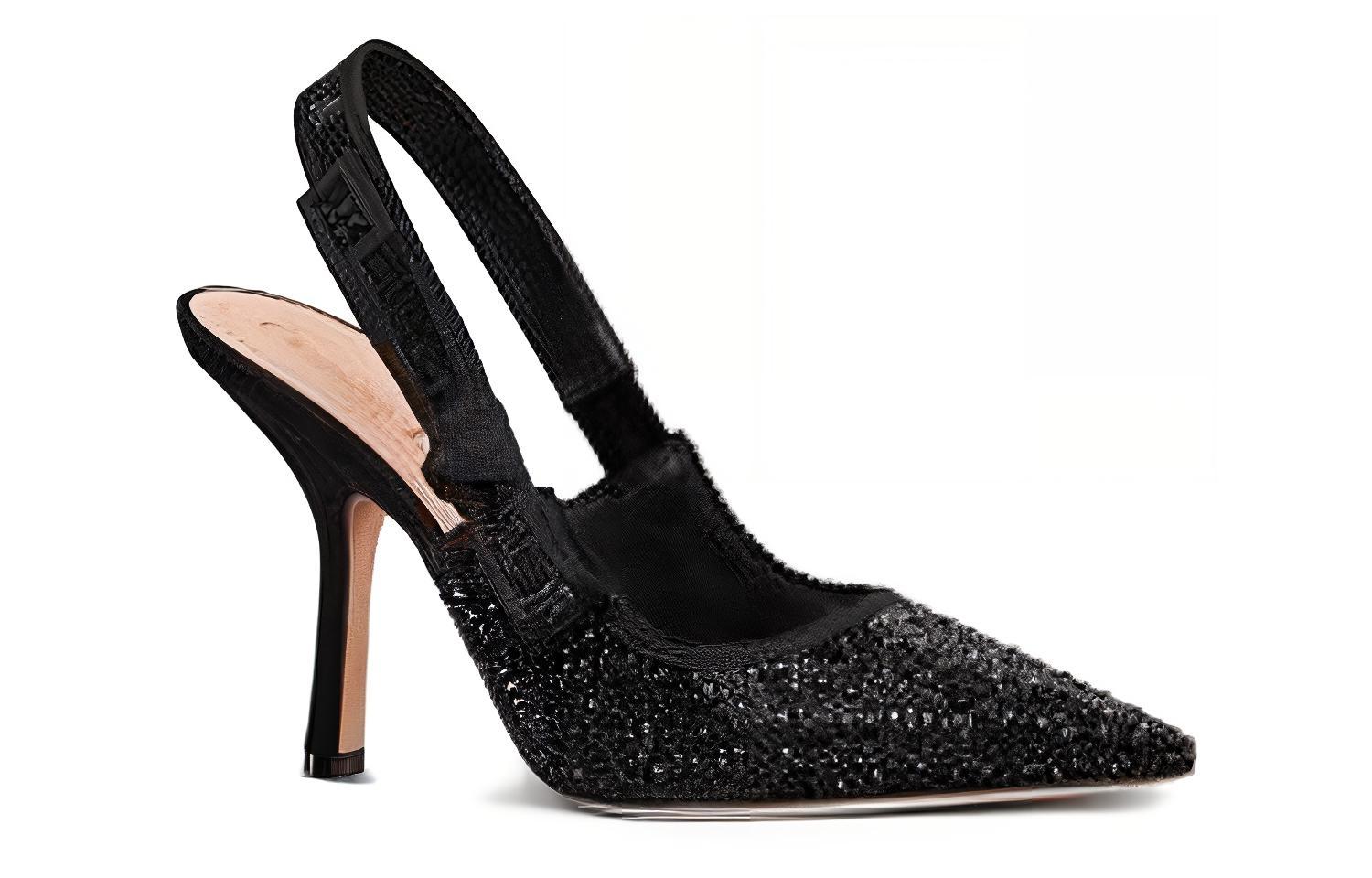 Lookbook (W) Sandal Dior J'Adior Kapas Sulam 'Crystal' 'Hitam' KDP867SCS_S05X