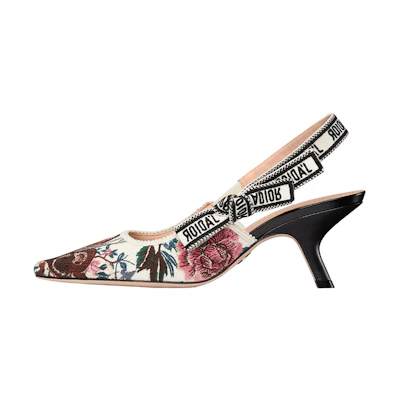 (W) Dior J'Adior Embroidered Cotton 'Fashion Slide Black'