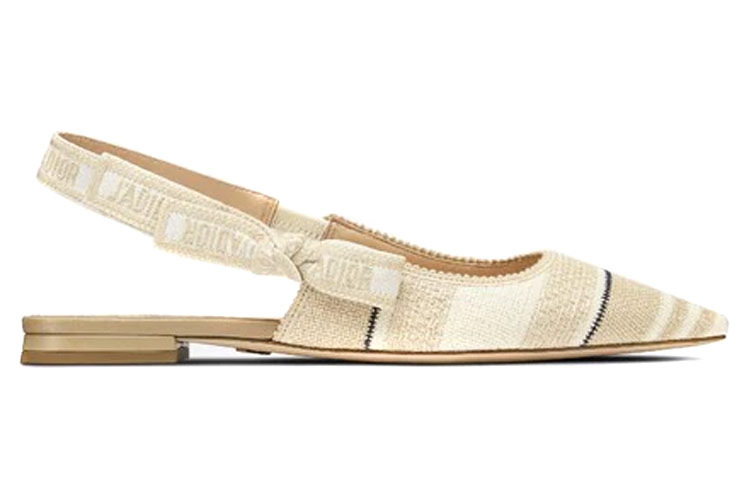 Order (W) Dior J''Adior Geborduurde Katoenen Flats ''Beige'' KCB660STE_S16T