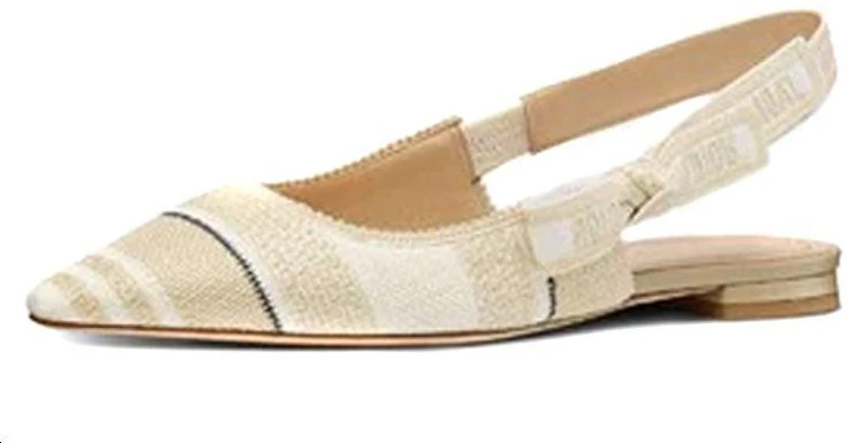 (W) Dior J''Adior Geborduurde Katoenen Flats ''Beige'' KCB660STE_S16T Shop (W) Dior J''Adior Geborduurde Katoenen Flats ''Beige'' KCB660STE_S16T
