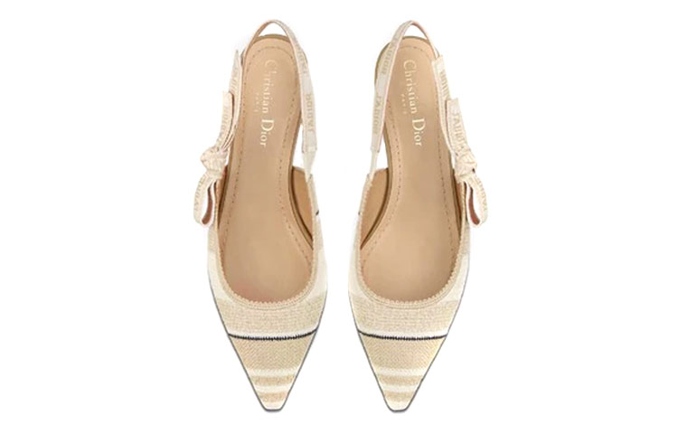 Purchase (W) Dior J''Adior Geborduurde Katoenen Flats ''Beige'' KCB660STE_S16T