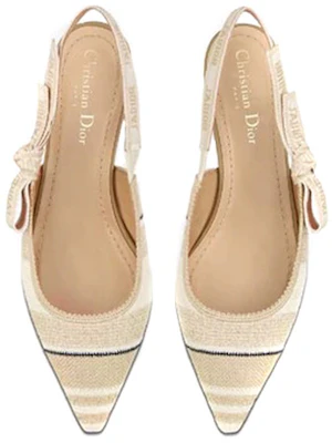 (W) Dior J''Adior Geborduurde Katoenen Flats ''Beige'' KCB660STE_S16T Purchase (W) Dior J''Adior Geborduurde Katoenen Flats ''Beige'' KCB660STE_S16T
