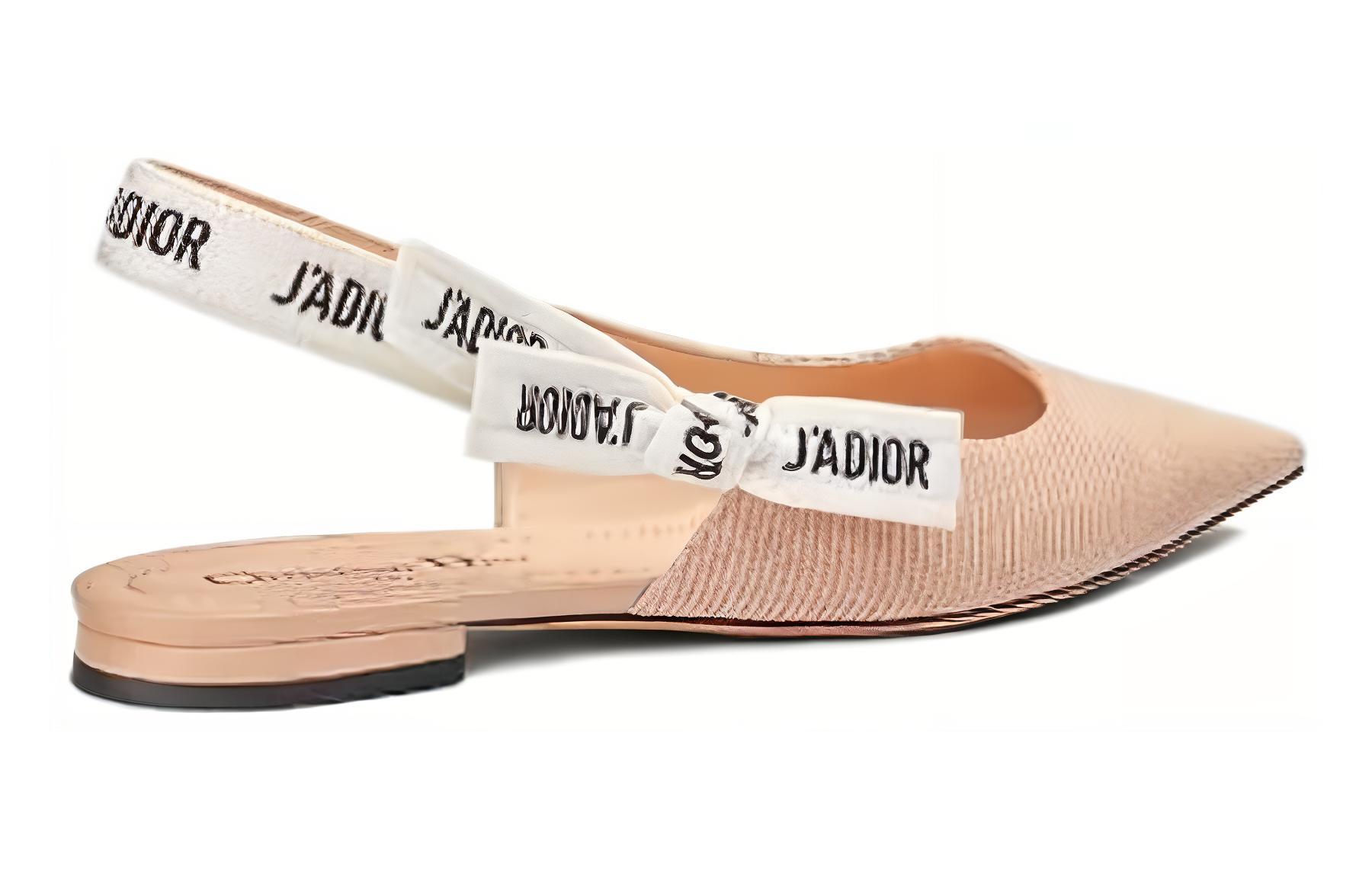 Shop DIOR 迪奧 J'Adior 棉質刺繡平底鞋 女款 裸色