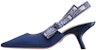 (W) Sandal Tumit Tinggi Kapas Bersulam Dior J'Adior 'Biru' KDP866EFR_S88B