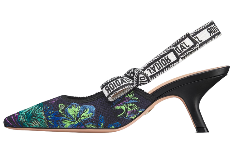 (Women) Dior J'Adior Embroidered Cotton High Heels 'Black' KDP704PCE_S15X