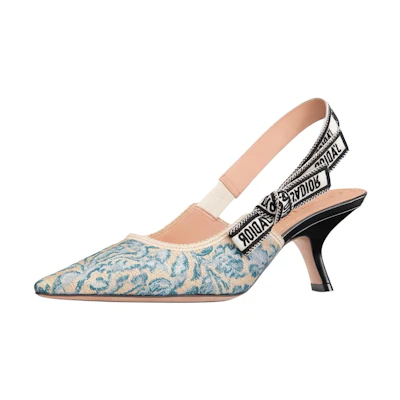 (W) Dior J'Adior Embroidered Cotton Slide 'Blue'