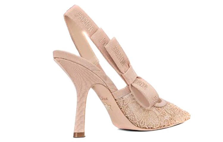 Shop (W) Dior J'Adior Hak Tinggi Bordir Katun Slingback 'Nude' KDP894CEG_S31U