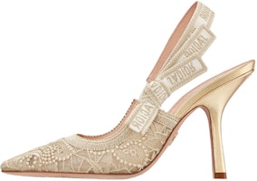 (Women) Dior J'Adior Embroidered Fabric Pointed-Toe 'Gold' Stiletto Heels KDP945MLM_S49K (Women) Dior J'Adior Embroidered Fabric Pointed-Toe 'Gold' Stiletto Heels KDP945MLM_S49K