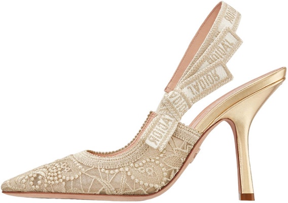 (Women) Dior J'Adior Embroidered Fabric Pointed-Toe 'Gold' Stiletto Heels KDP945MLM_S49K Buy (Women) Dior J'Adior Embroidered Fabric Pointed-Toe 'Gold' Stiletto Heels KDP945MLM_S49K