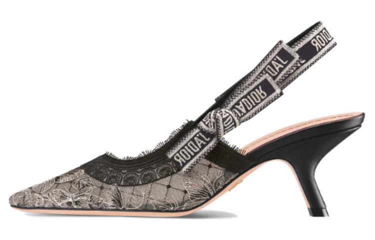 (Women) Dior J&#x27;Adior Fabric Pointed-Toe Slingback Pumps &#x27;Navy&#x27; KCP867EFR_S56B