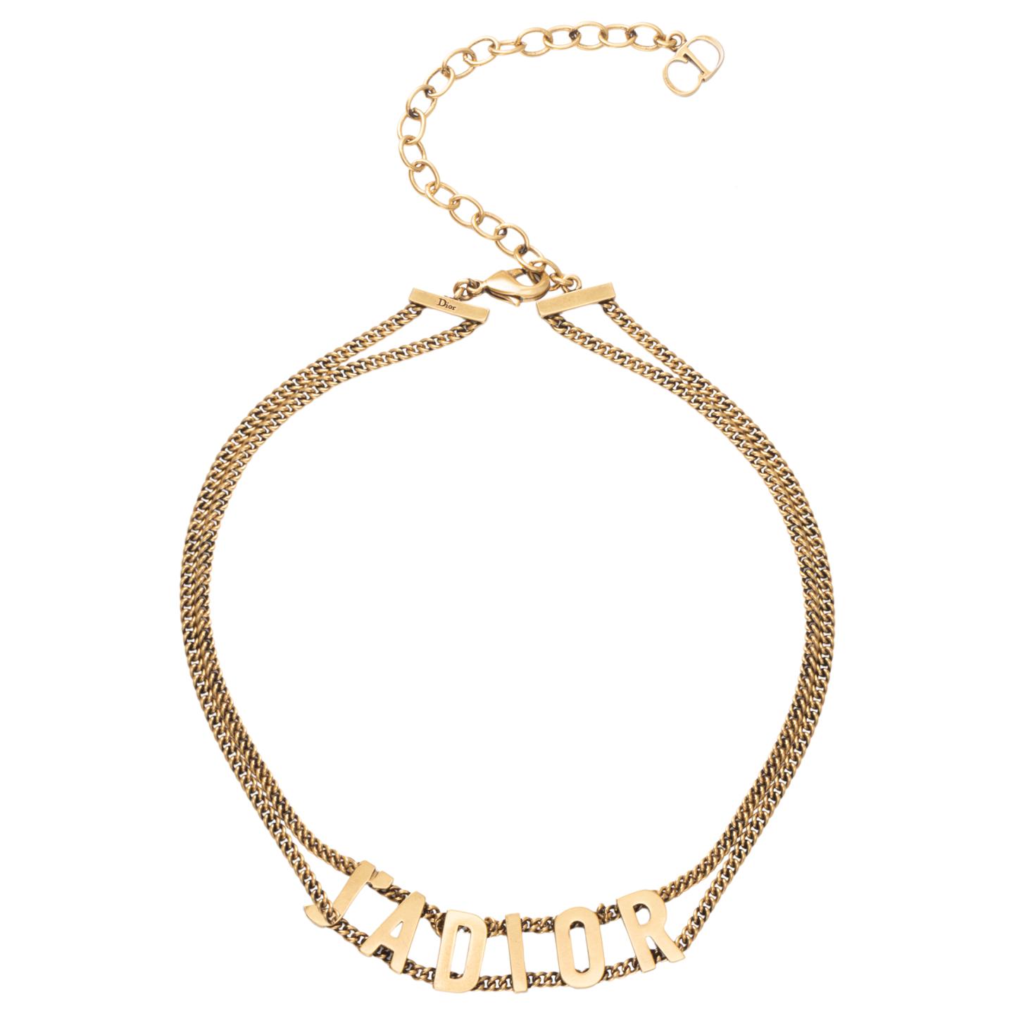 (Women) DIOR J'Adior Fashion Logo Vintage Gold Necklace for Women N0424ADRMT-D907