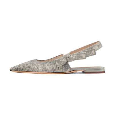 (W) Dior J'Adior Flat Slingback Sandal 'Grey Embroidery'