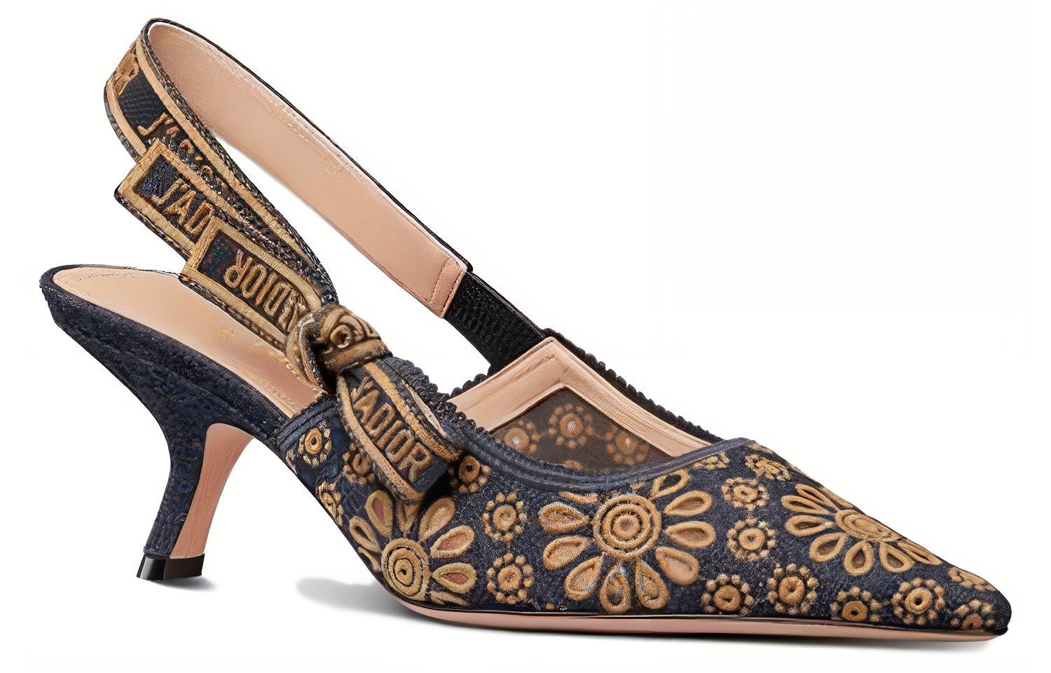 Shop 迪奧J'Adior編織露跟包頭細跟高跟鞋女款黑棕