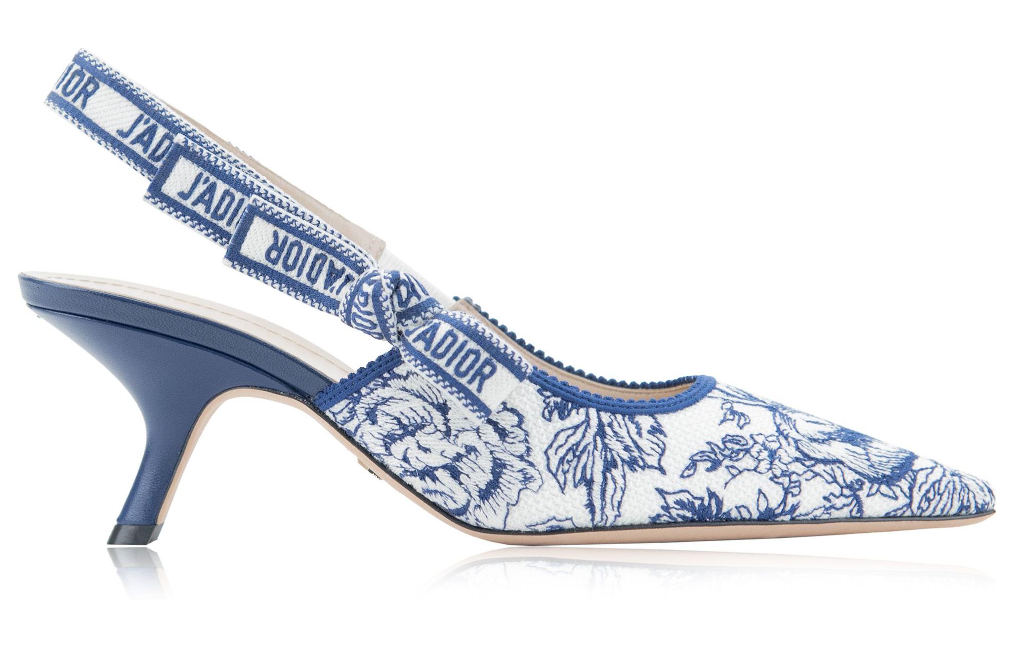 Order DIOR迪奧 J'Adior 棉布 刺繡 細跟 高筒鞋 女款 白藍色